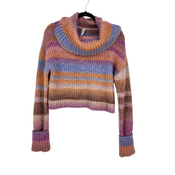 Anthropologie Pink Striped Turtleneck Pullover Knit Sweater Size Small - Picture 1 of 5
